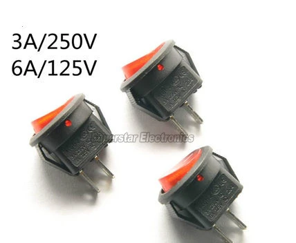 plastic push button caps 2Pin Round Button Rocker Switch Red 3A/250V 6A/125V light switch wireless
