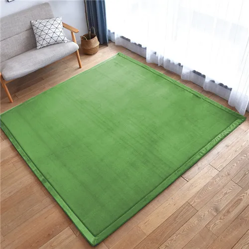 Green Толстый ковер татами из кораллового флиса, коврик для спальни, гостиной, окна, ковер для детской комнаты, ударопрочный коврик для ползания, шерстяное одеяло для спальни - Цвет: Green