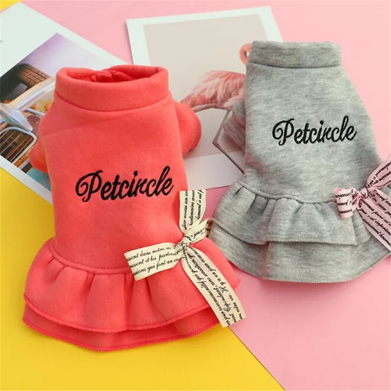 

Pet Puppy Dog Clothes For Dogs For Small Dog Chihuahua Warm Coat Jacket Dress Bow Decor Costume Clothing For Dogs Princess XS-XL