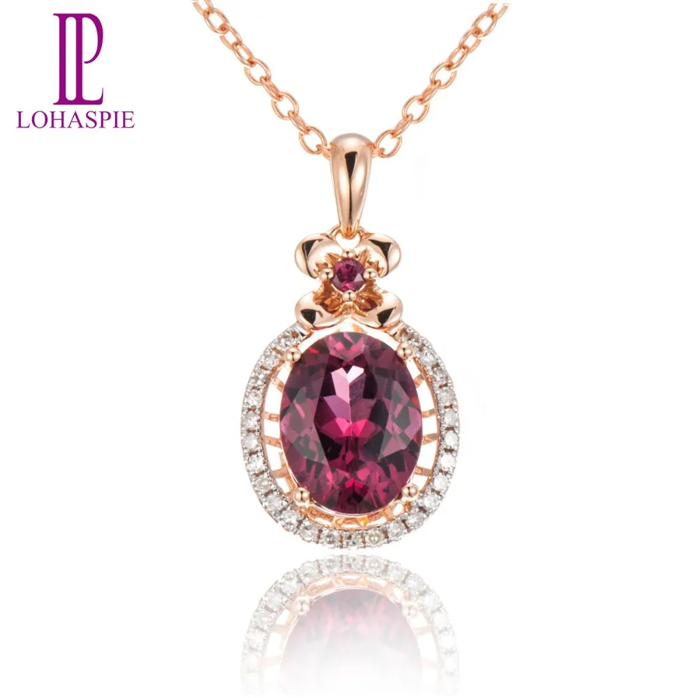 LP 2.16ct натуральный драгоценный камень родолит Гранат& Бриллианты Твердые 18K 750 кулон, розовое золото для женщин тонкий алмаз-ювелирные изделия