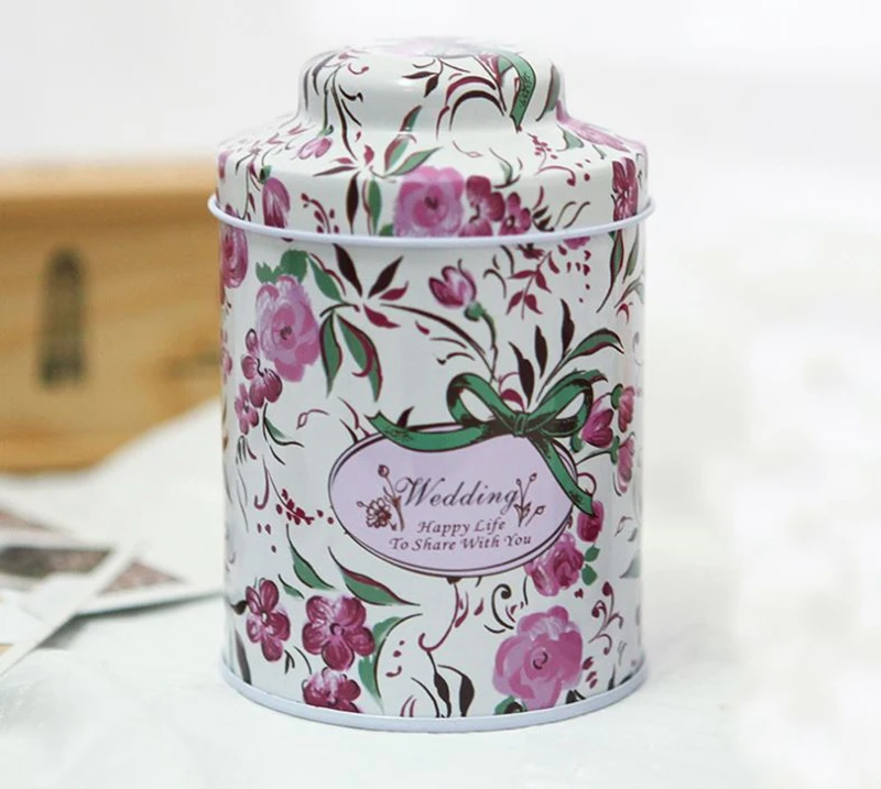 Free Shipping+Wholesale Cylinder Metal tin Vintage flower style design