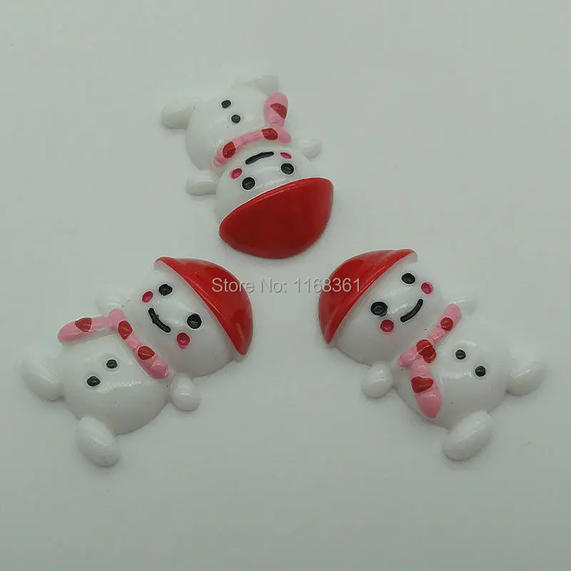 1pcs/lot resin flat back red hat snowman 29mm Cabochons Scrapbooking Hair Bow Center DIY Christmas decration C101-2