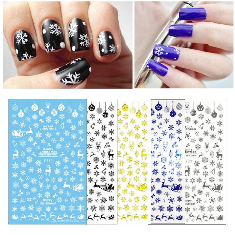 1pc Snowflake Snow Style Nail Art Stickers Christmas Mixed