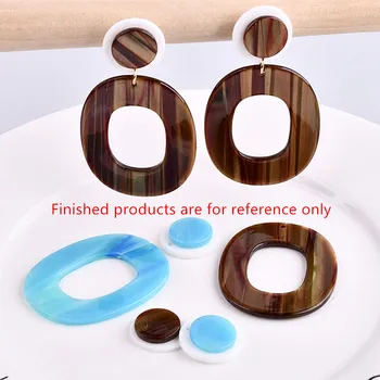 

Min order 20pcs/lot color print geometry rounds shape acrylic/acetic acid beads charm diy fashion women earring pendant accessoy