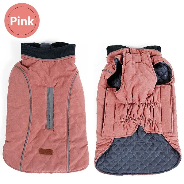Высококачественная одежда для собак, стеганое пальто для собак, теплая куртка, жилет, новинка, большая собака, ретро, уютный Толстый жилет, одежда, 6 цветов - Цвет: Pink