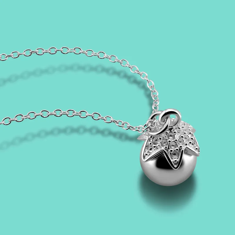 

New 925 sterling silver necklace cute little tomato pendant design lady popular jewelry solid silver clavicle chain birthdaygift