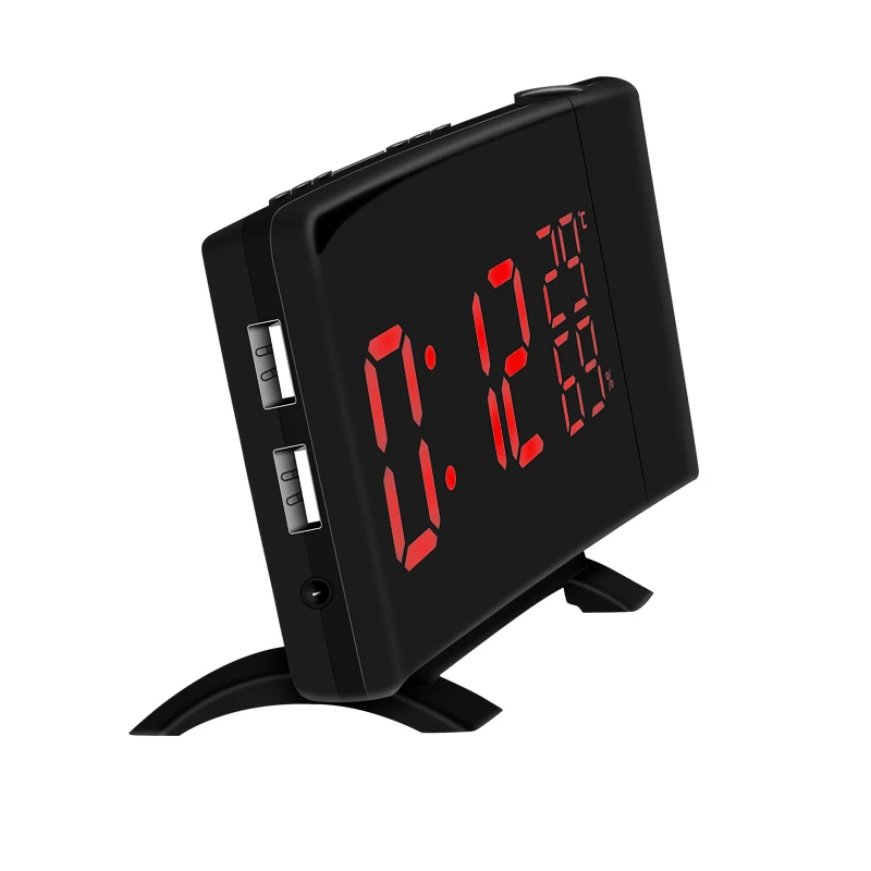 Вращающийся проекционный цифровой светодиодный часы температура/гигрометр часы FM радио электронные часы настольные изогнутый экран Будильник