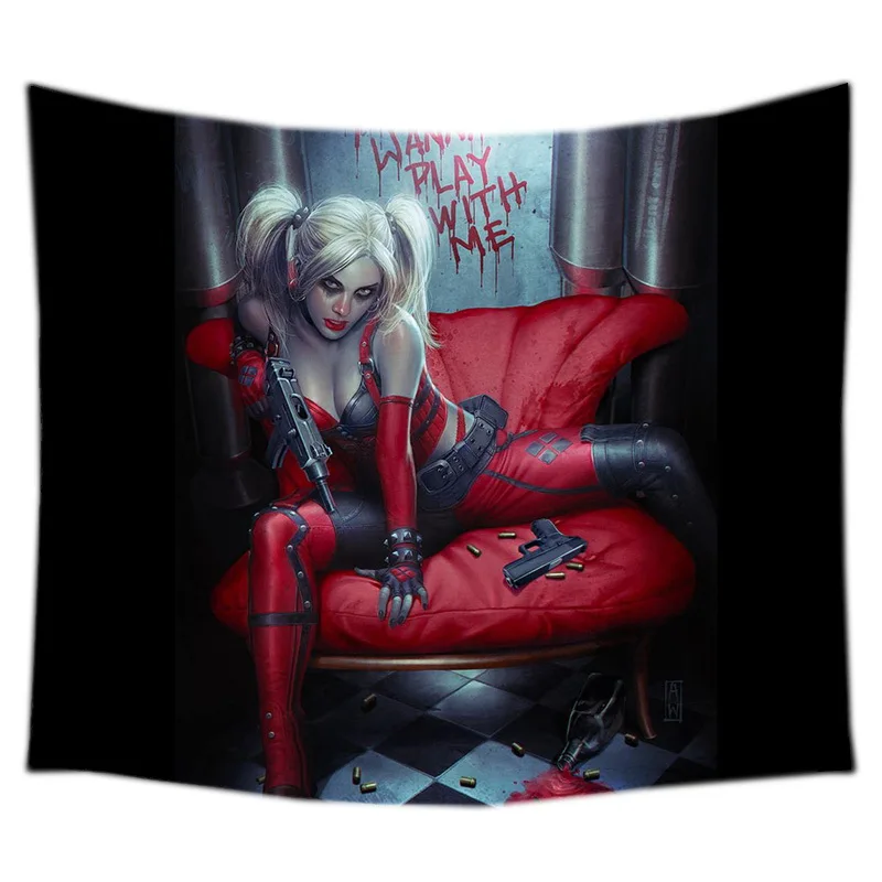 Настенный Гобелен Harley Quinn индивидуальное постельное белье покрывало в общежитии