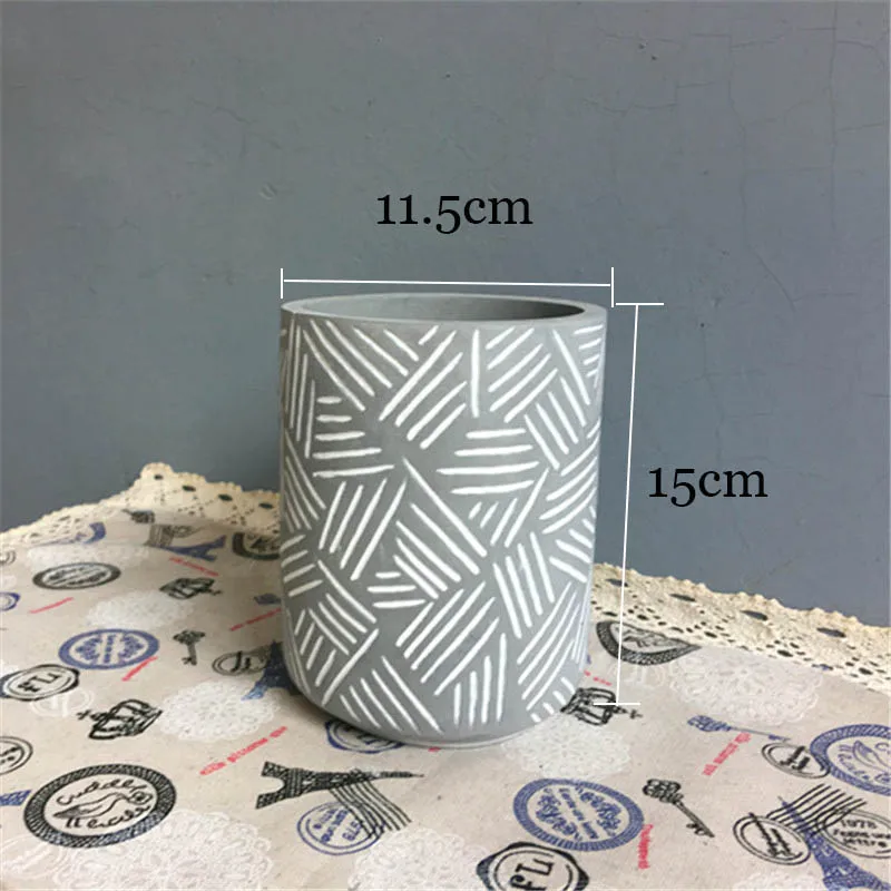 Goedkoop Siliconen bloempot schimmel streep ontwerp cement pot mallen