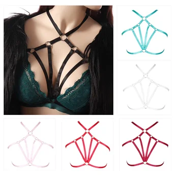 

Hollow Out Chest Belt Harness Black Sexy Lingerie Elastic Top Cage Plus Size Art Dance Festival Rave Women Bra Steampunk Goth