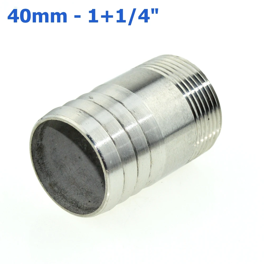 2PCS 40mm Hose Barb Tail To 1+1/4" Inch BSP Male Thread Connector Joint