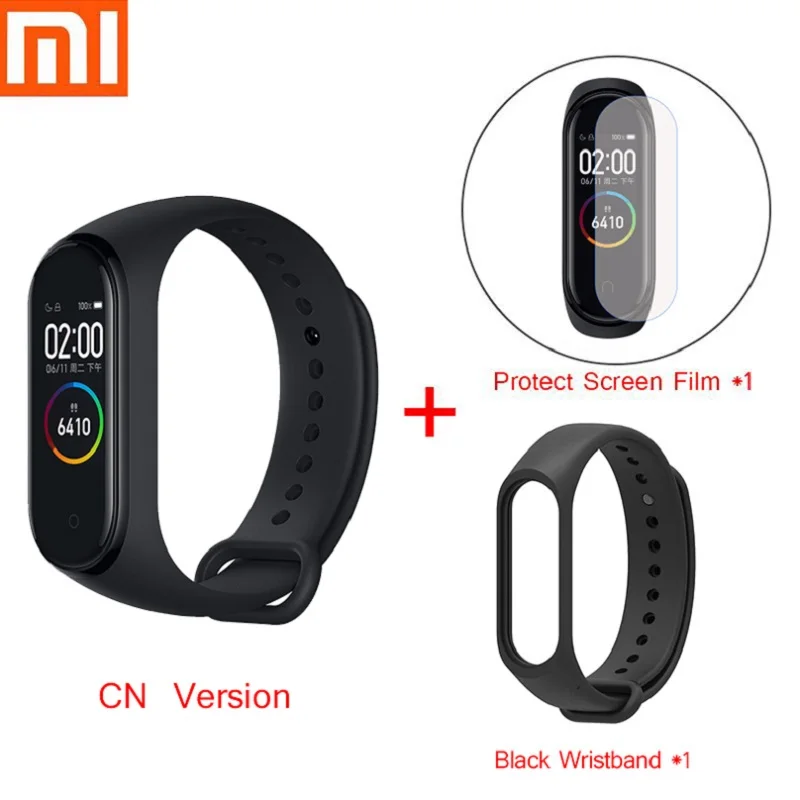 Глобальная версия mi Band 3 монитор сердечного ритма Спорт Xia mi Band 4 0,9" OLED мгновенное сообщение Водонепроницаемый Фитнес-трекер Смарт-браслет - Цвет: M4 Film Black Band