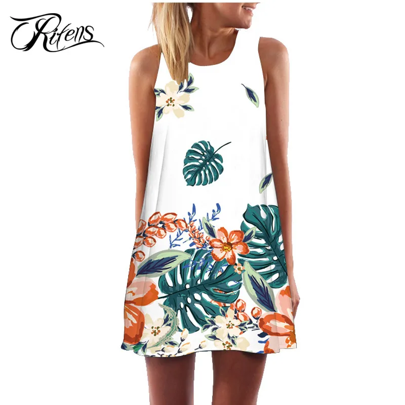 2018 Summer font b Dress b font Women Floral Print Chiffon font b Dress b font