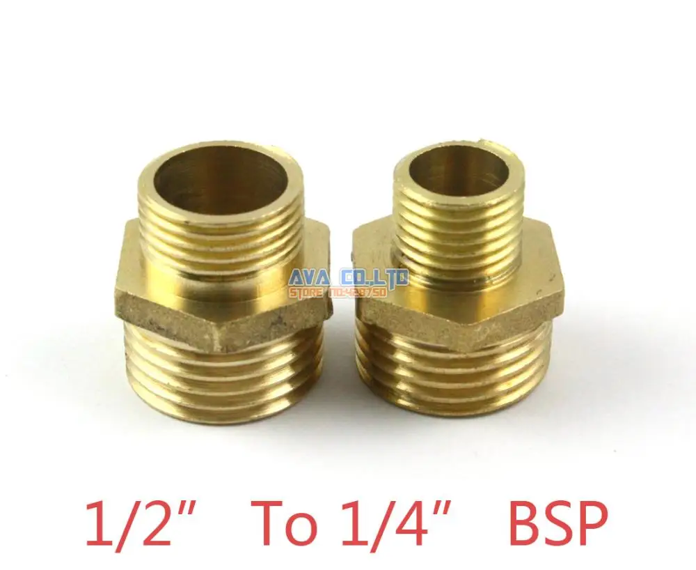 

10 Pieces Brass Male 1/2" To 1/4" BSP Pipe Hex Reducing Nipple Fitting Fuel Air Gas Water Hose Connector Coupler