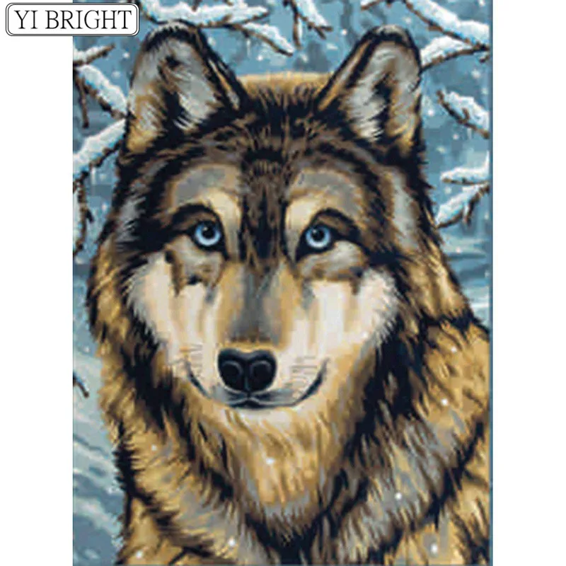 

5D DIY Full Square Diamond Painting Cross Stitch Wolf 3D Diamond Embroidery Rhinestone Mosaic Home Decoration WHY
