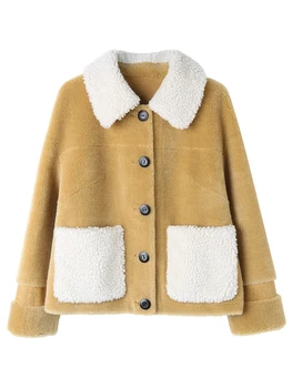 

Women's Fur Shearling Jacket 2019 Winter Faux Suede Lining Fur Coat Outwear Thick Warm rf1902B