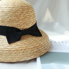 01904-xiao03206 ручная работа соломенный бант Хепберн Стиль абажур modeli Досуг леди праздник Пляж ведро кепки для женщин открытый шляпа