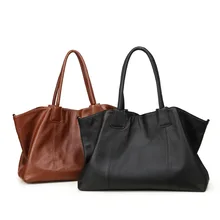 Fashion simple size increase size mother bag fashion Europe  America soft face Genuine Leather female tote bag leather shopping