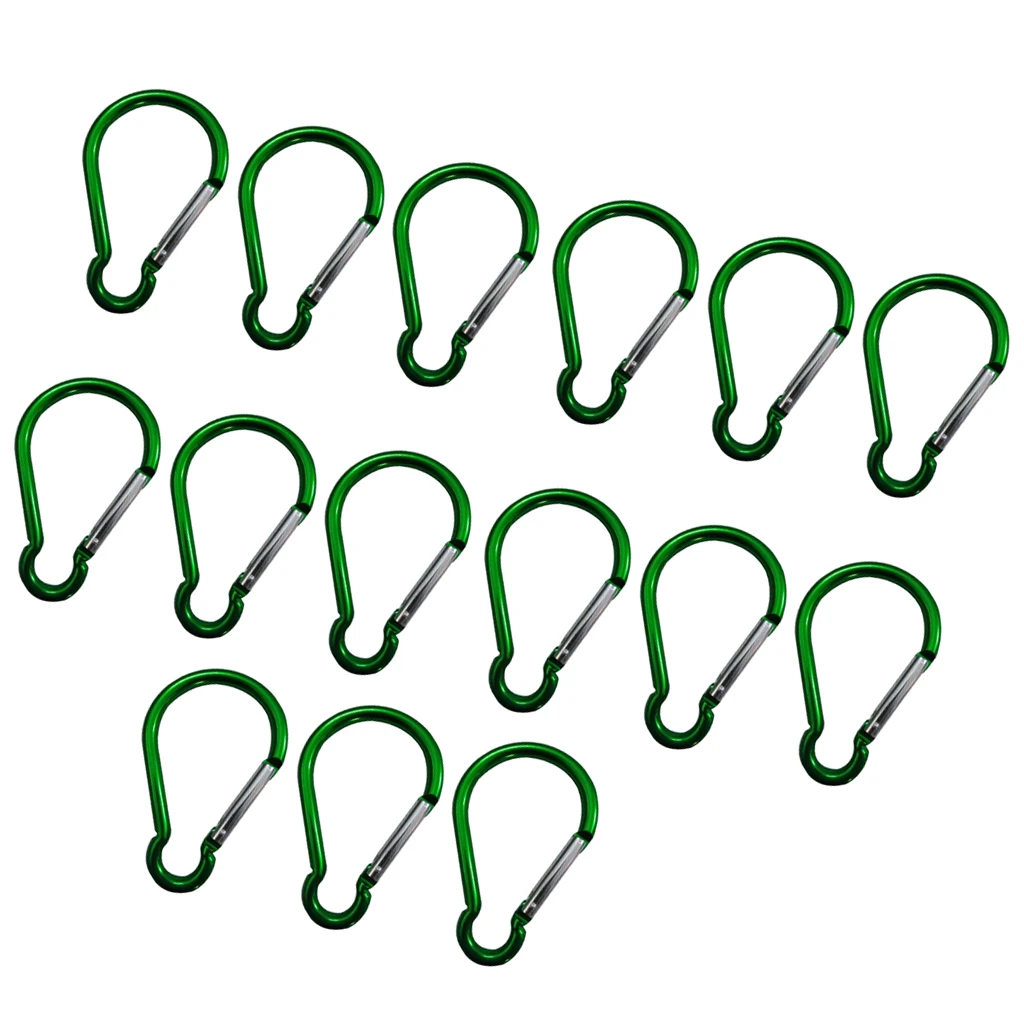 MagiDeal 15pcs Multiuse Camping Keychain Carabiner Key Holder Sports Backpack Buckle Aluminum Keychain Carabiner