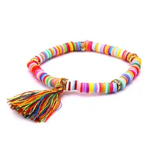 Красочные и розовые полимерные глиняные вафли браслет с сплавом драгоценный камень для женщин обернуть ювелирные украшения в подарок для женщин