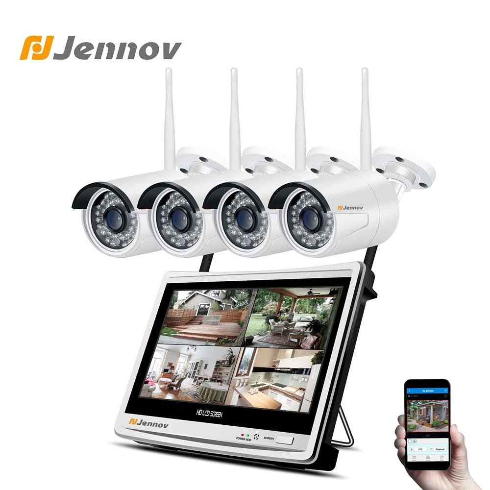 

Jennov 4CH 960P 1.3MP LCD Screen Video Surveillance IP Cameras Security Camera System CCTV System Wireless Security Camera Wifi