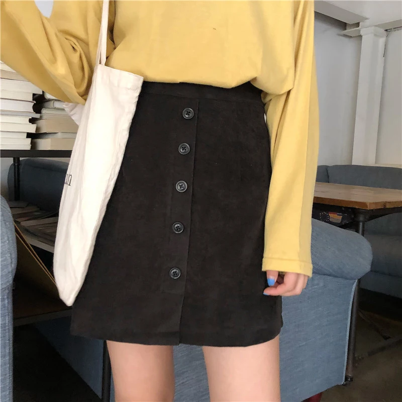 

2019 The New Retro Temperament High Waist Fashion Hip A Word Women Skirts