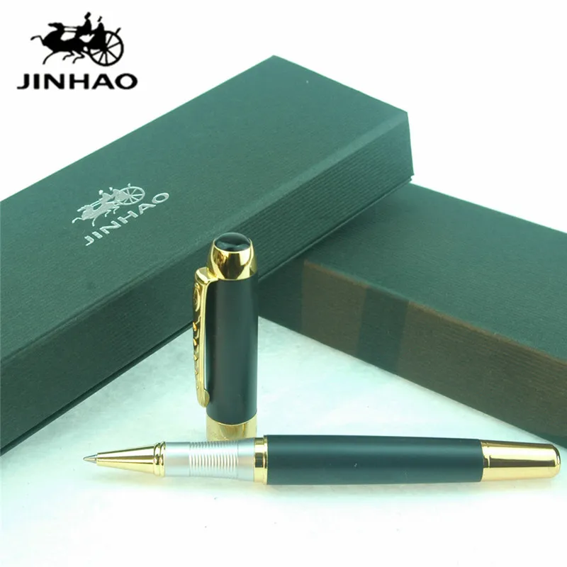 

1pc/lot JINHAO 250 Roller Ball Pen Matte Black Color Pen Gold Clip Material Escolar Caneta Pen 0.5mm School Supplies 14*1.5cm