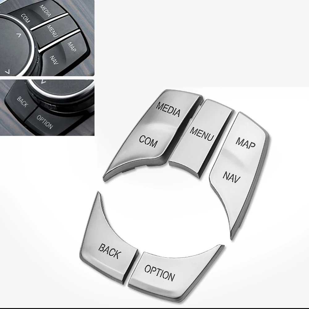 

5pcs/Set Car Multimedia Idrive Button Sticker For BMW E90 E60 E46 E36 X5 E53 E34 528 535 530 Car Knob Cover E90 Accessories