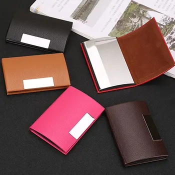 

Fashion Simple Stainless Steel PU Leather Visiting Cards Credit Card Holder High Quality Business Card Holder Cardholder Wallet