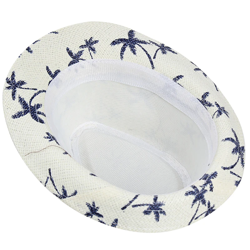 

Adult Women Man Fashion Korean of British Printed Coconut Summer Jazz Bowler Hat