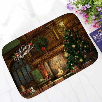 

New European Fireplace Holiday Decoration Doormat Kitchen Bath Shower Floor Mats Foot Pad Sofa Carpets for Living Room Bathroom