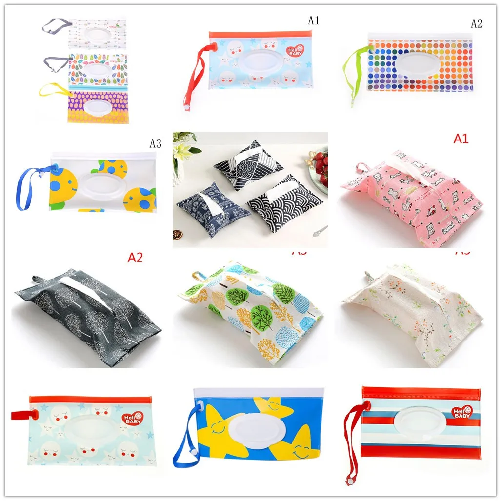 Wipes Carrying Case Eco-friendly Clutch And Clean  Wet Wipes Bag Clamshell Cosmetic Pouch Easy-carry Snap-strap Wipes Container