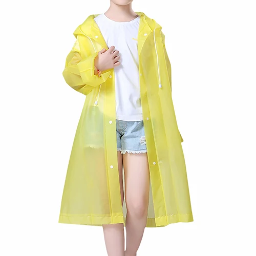 Модный детский плащ-дождевик, непромокаемая одежда для студентов, Детское Пончо, полупрозрачное, неодноразовое, дождевик, желе, клей, материал EVA, для кемпинга, туризма - Цвет: yellow