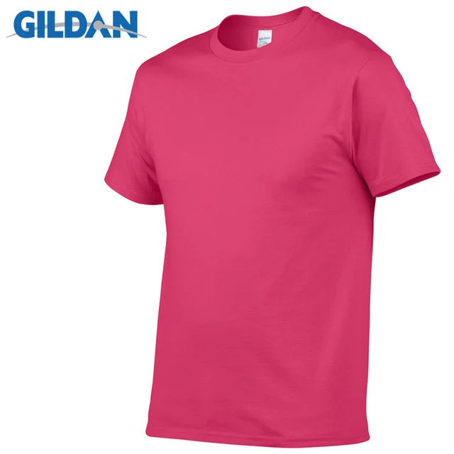 1 PCS Gildan Quality Men's Summer 100% Cotton T-Shirt Men Casual Short Sleeve O-Neck T Shirt Comfortable Solid Tops Tees Hailikang