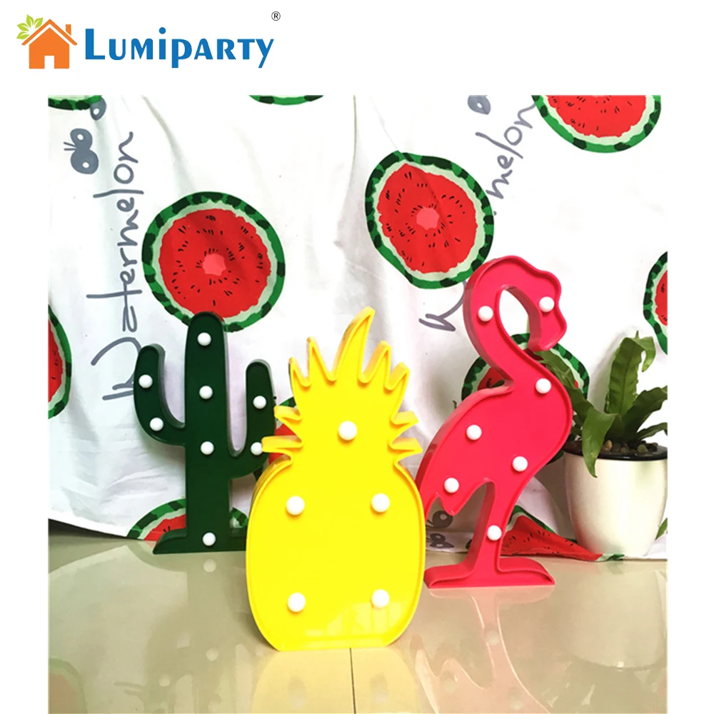 Lumiparty 3D Tropical LED Flamingo Pineapple Cactus Light Romantic Night Lamp Table Lamp Home Christmas Party