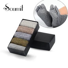 Soumit 5 пар Качество Чистый хлопок носки пятки пять пальцы большой палец на ноге короткие стельки для мужчин зимние теплые Sox стелька