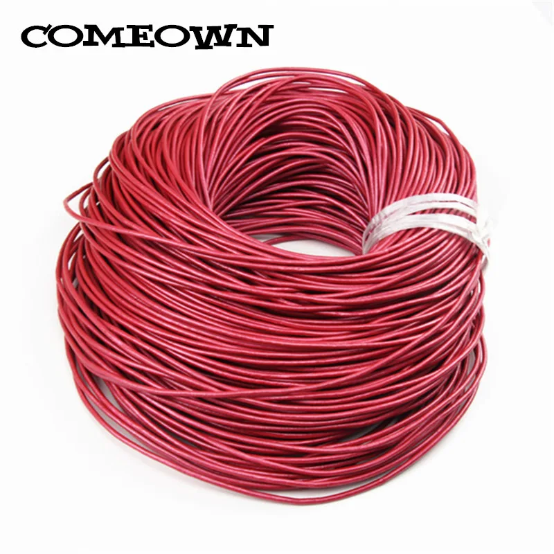 

COMEOWN Rose Red Leather Cords 5M 2mm Round Pearl Color Leathe Cord Rope String DIY Bracelets Choker Necklace Jewelry Making