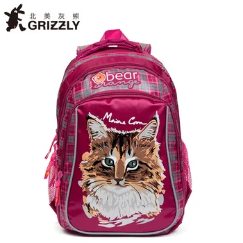 

GRIZZLY 2019 New Russia Kids Backpack Cute Cartoon School Bags Orthopedic Waterproof Children Primary School for Girls Book Bags