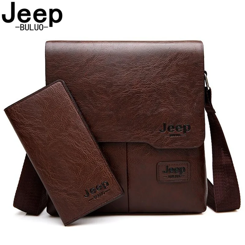 BULUOJEEP الرجل حقيبة 2 قطعة/مجموعة الرجال جلد رسول حقائب كتف الأعمال Crossbody عارضة الشهيرة العلامة التجارية الذكور انخفاض الشحن