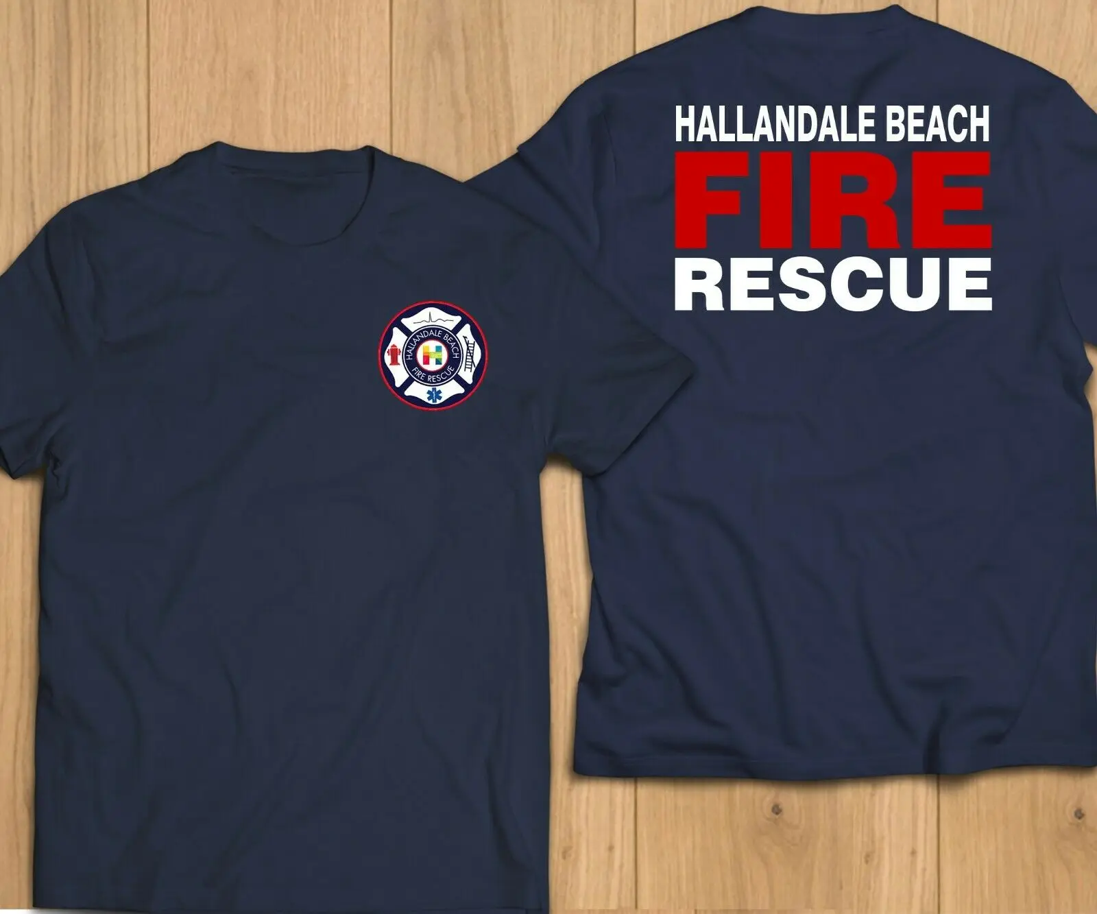 

Hallandale Beach Florida Departmemnt Rescue Firefighter T-Shirt