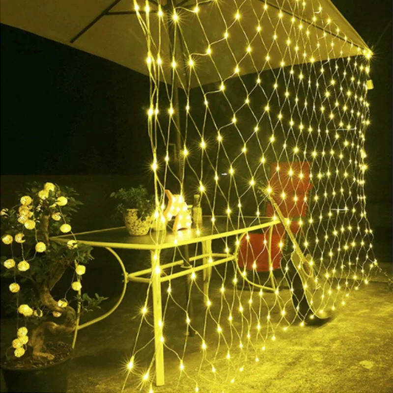 

1.5*1.5M/3*2M/ 6*4M LED Net Mesh Fairy String Light Christmas Wedding Party Decoration Lights with 8 Function Controller EU Plug