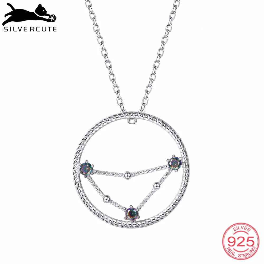 

Silvercute Constellation Sagittarius Colar 925 Sterling Silver Pendants Necklaces & Rainbow Topaz Fine Women Jewelry SCP6084B