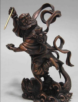 

Chinese Red Bronze Copper fable Kui Xing Court KuiXing point bucket God Statue