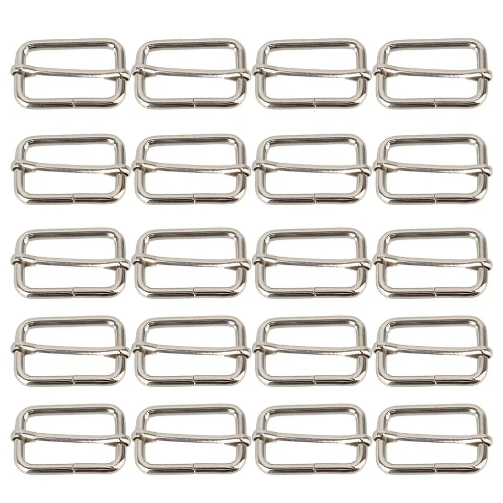 

Metal Sliding Bar Tri-glides Wire-formed Roller Pin Buckles Slider 38mm Strap Adjuster Pack of 20