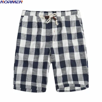 

NORMEN Men's Fashion Plaid Shorts Cotton Casual Short Pants Man