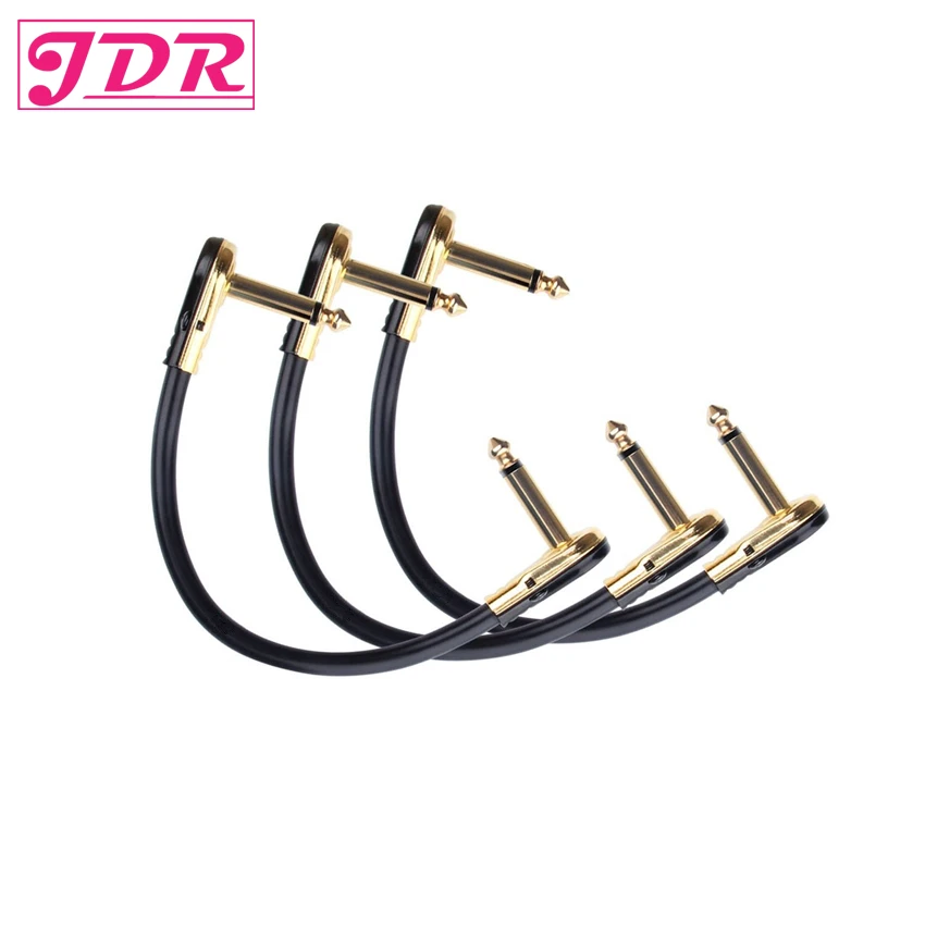

JDR Guitar Patch CableBlack Gold 1/4 Inch inch Effect Pedals Cable with Right Angle Plugs(3 Pack)