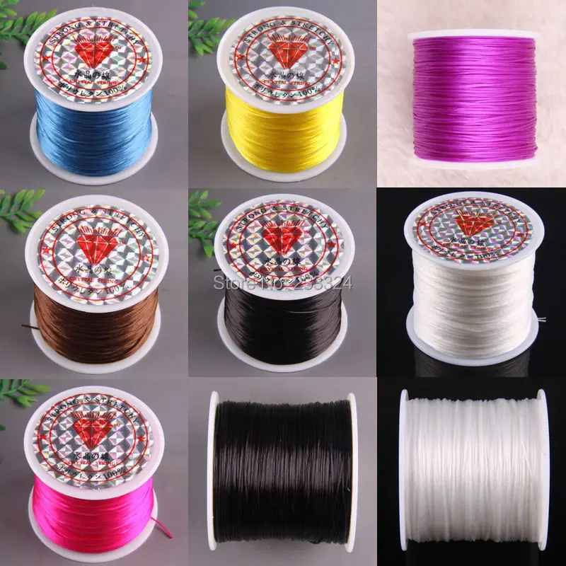 

Free Shipping 0.5MM Crystal Rose red Blue Yellow Black White Brown Stretch Elastic Beading Cord 50M 1Pcs