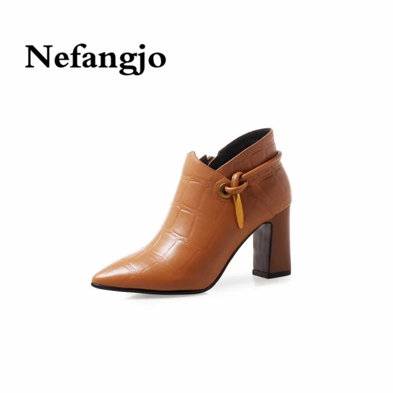 

Nefangjo 2018 New Winter Shoes Women Full Genuine Leather Zipper Keep Warm Ankle For Women Fashion Casual Non-Slip Women Boots