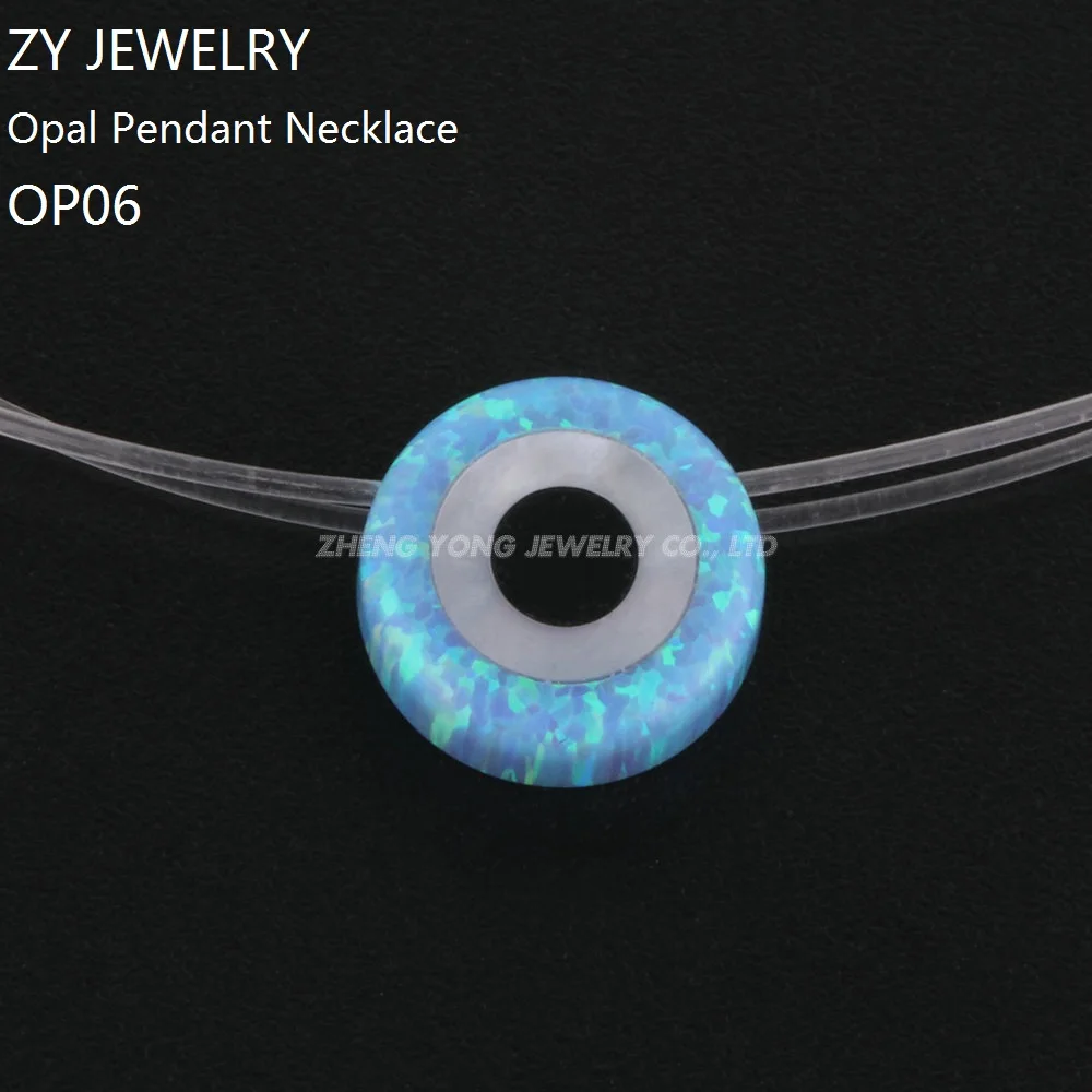 

1pc/lot Free Shipping Round Opal Evil Eye Pendant Necklace Nylon Chain Light Blue Synthetic OP06 Opal Fashion Jewelry For Party