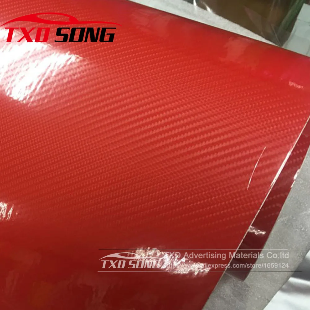 

High quality Car Styling high glossy Red 5D carbon fiber vinyl film carbon fiber car wrap sheet Roll film tool Car sticker Decal